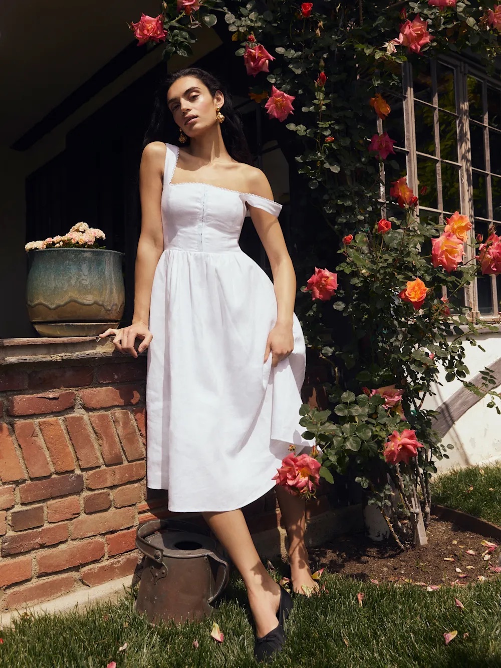 Reformation Tagliatelle Dress Linen White